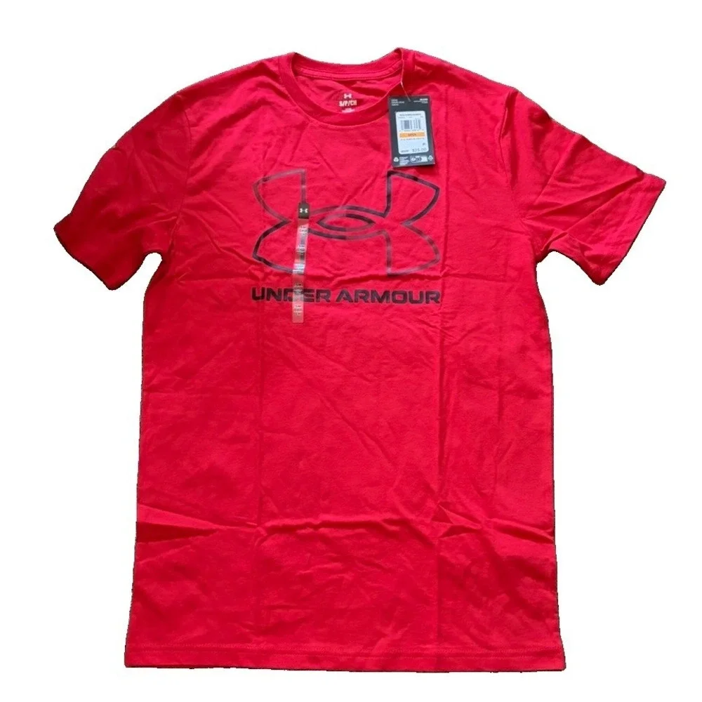 Under Armour Men's Small Red Foundation Update Logo Graphic T-Shirt NWT Loose